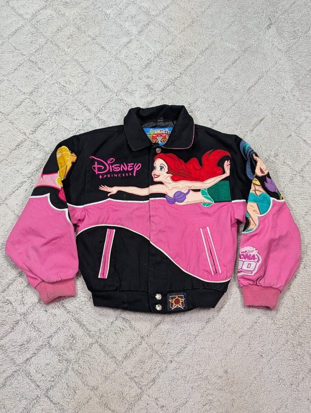 Vtg Disney JH Design Jacket Kids S Disney Princess Daytona 500 Jeff Hamilton